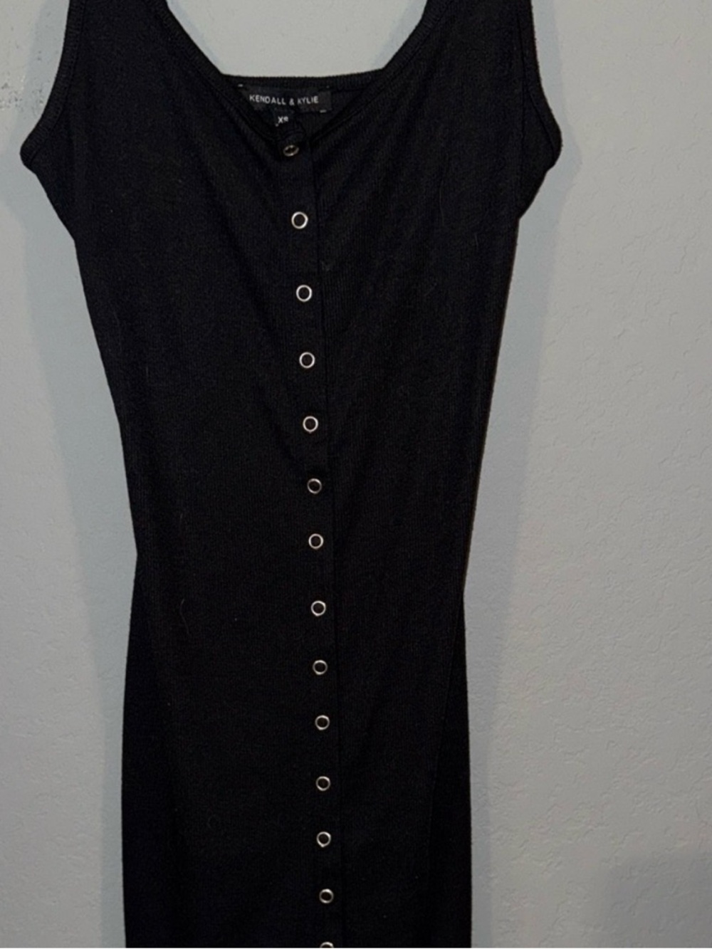 Kendall & Kylie Black Button-Front Midi Dress